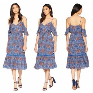 Jack by BB DAKOTA Women’s Size XS Blue Cold Shoulder Paisley Print Dress
